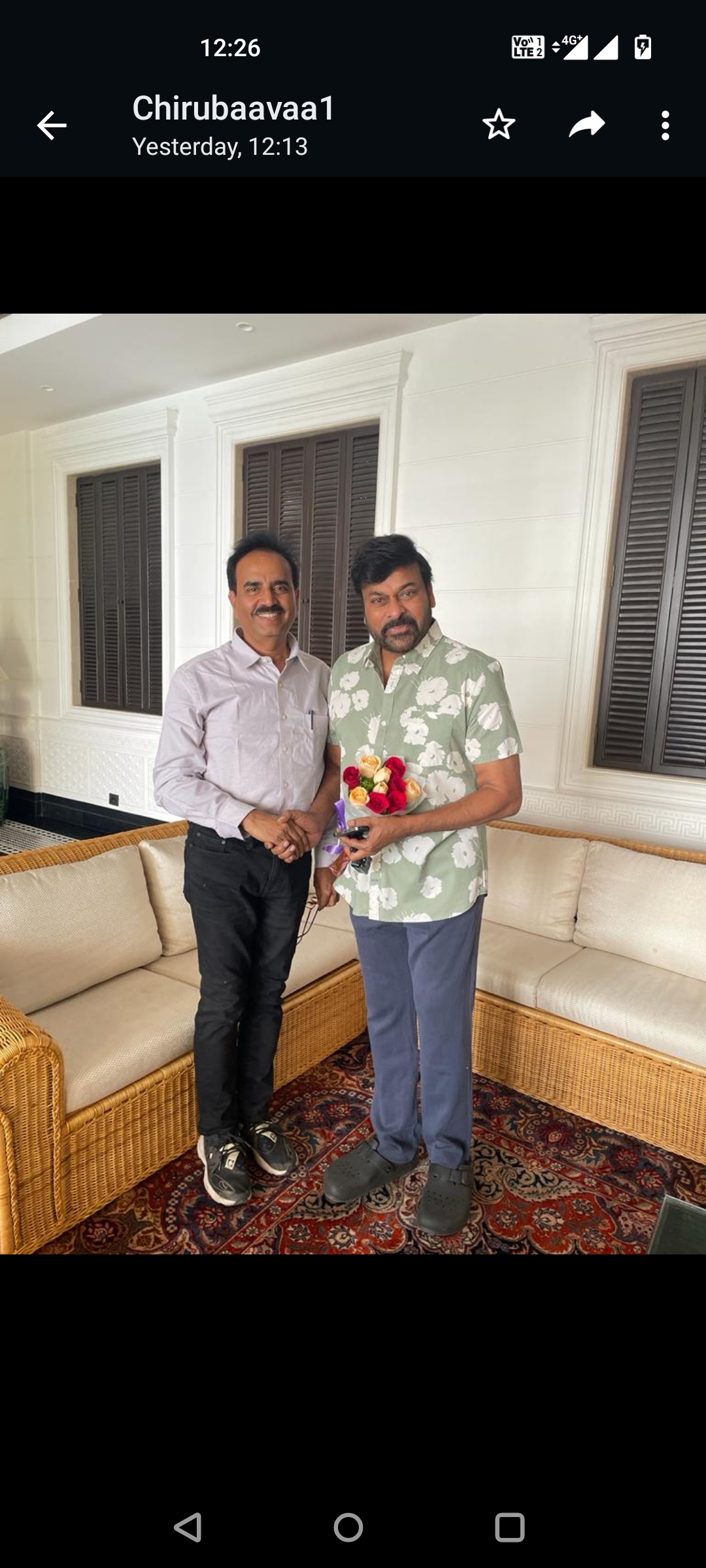 Dr. Surendra Nehru with Megastar Chiranjeevi – appreciation for HOMA Healthcare Center